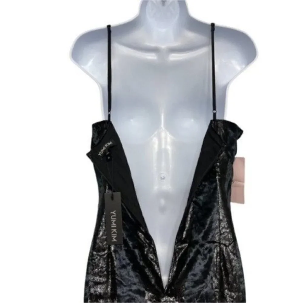NWT Yumi Kim Black Metallic Velvet Maxi Dress Size Medium - Picture 4 of 13